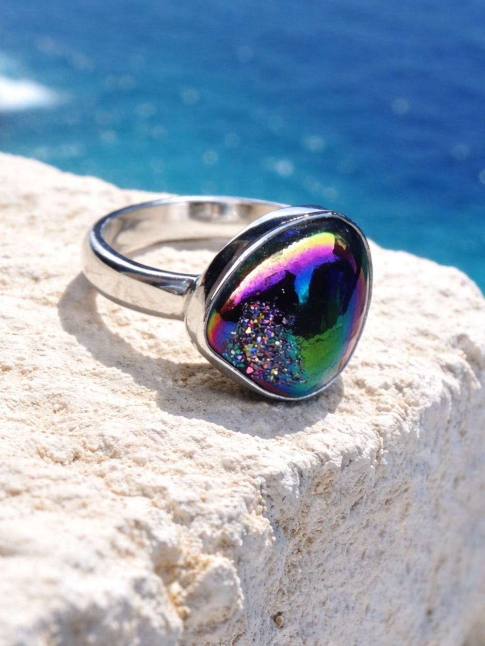 Titanium Aura Druzy Ring - Picture 3 of 15